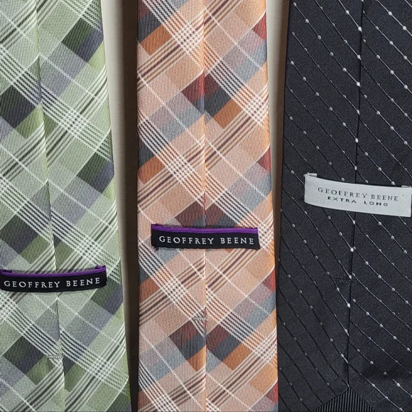 5 Geoffrey Beene ties black silver green brown tan in combos and styles